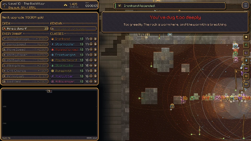 The warning that the crew has dug too deeply